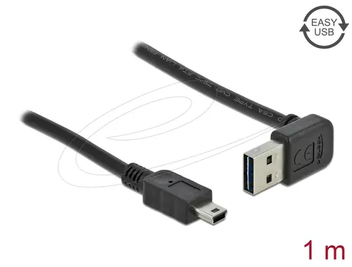 Кабел Delock EASY-USB-A 2.0 мъжко към USB Mini-B мъжко, 1m , черен