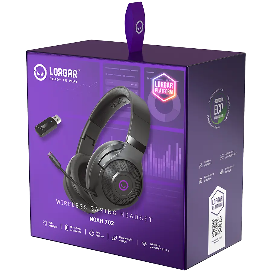 LORGAR Noah 702, Wireless Gaming Headset, black - image 8