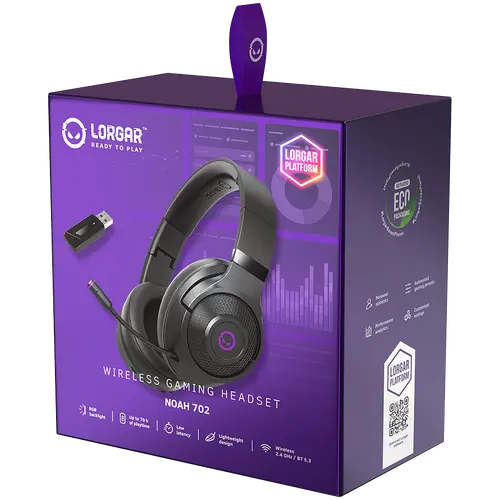 LORGAR Gaming Headset Noah 702 Wireless Black - 9