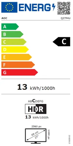 Монитор, AOC Q27P4U, 27" IPS WLED, 2560x1440@120Hz, 4ms GtG, 350cd m2, 1500:1, DCR 50M:1, Adaptive Sync, FlickerFree, Anti Blue Light, 2Wx2, Tilt, Height Adjust, Pivot, Swivel, 2xHDMI, DP, USB hub - image 12
