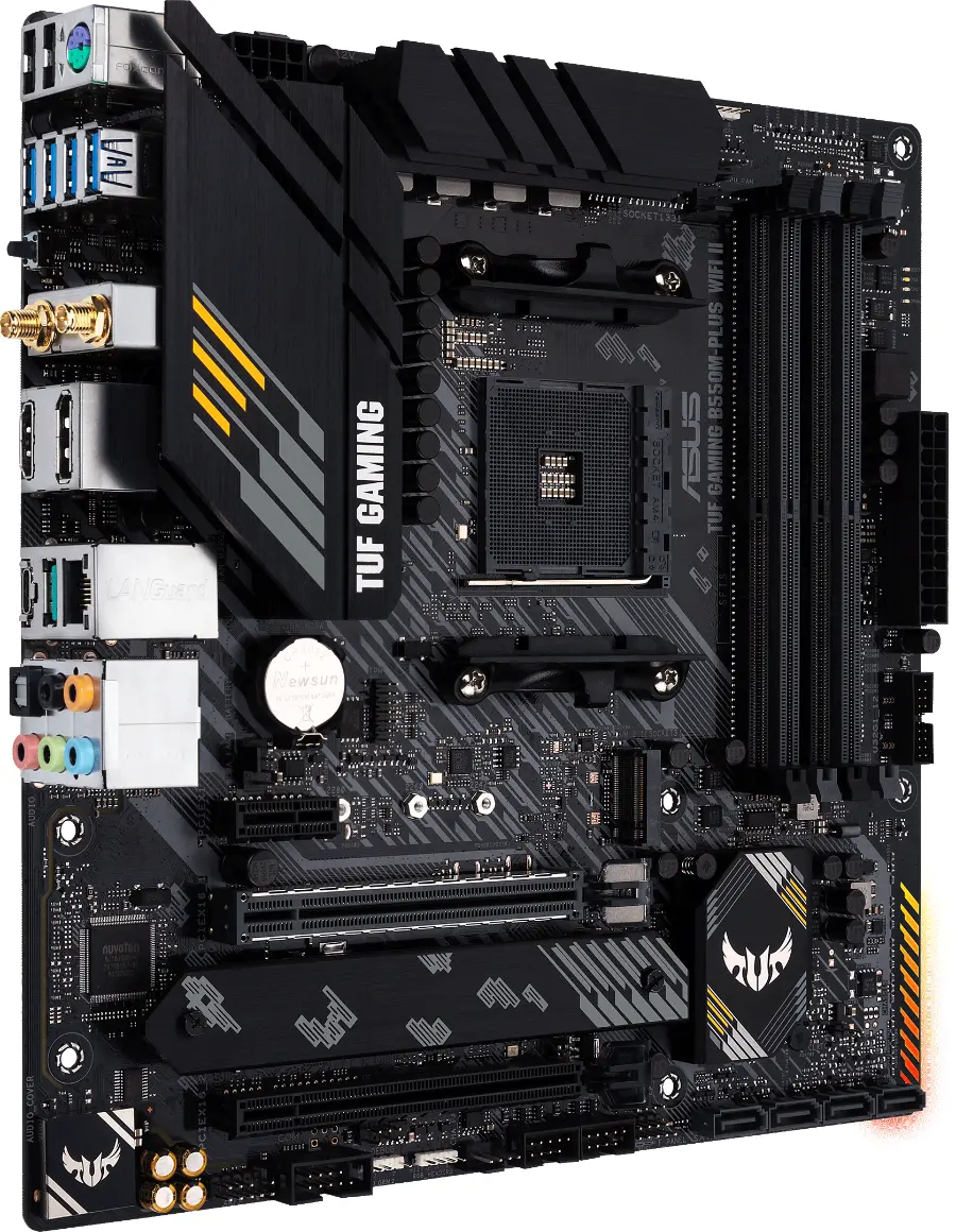 Дънна платка ASUS TUF GAMING B550M-PLUS WIFI II, AMD AM4, micro ATX, 4x DDR4, dual M.2, Wi-Fi 6, PCIe 4.0, Aura Sync RGB - image 2