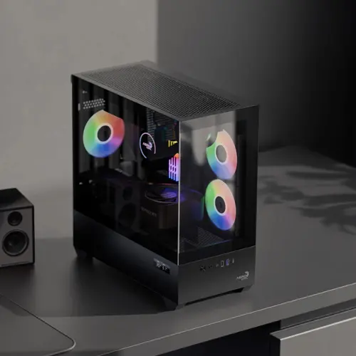 AeroCool кутия Case mATX - P300D Digi-G-BK-v1 - Digital Display, USB-C, 3 x 120 mm A-RGB - image 7