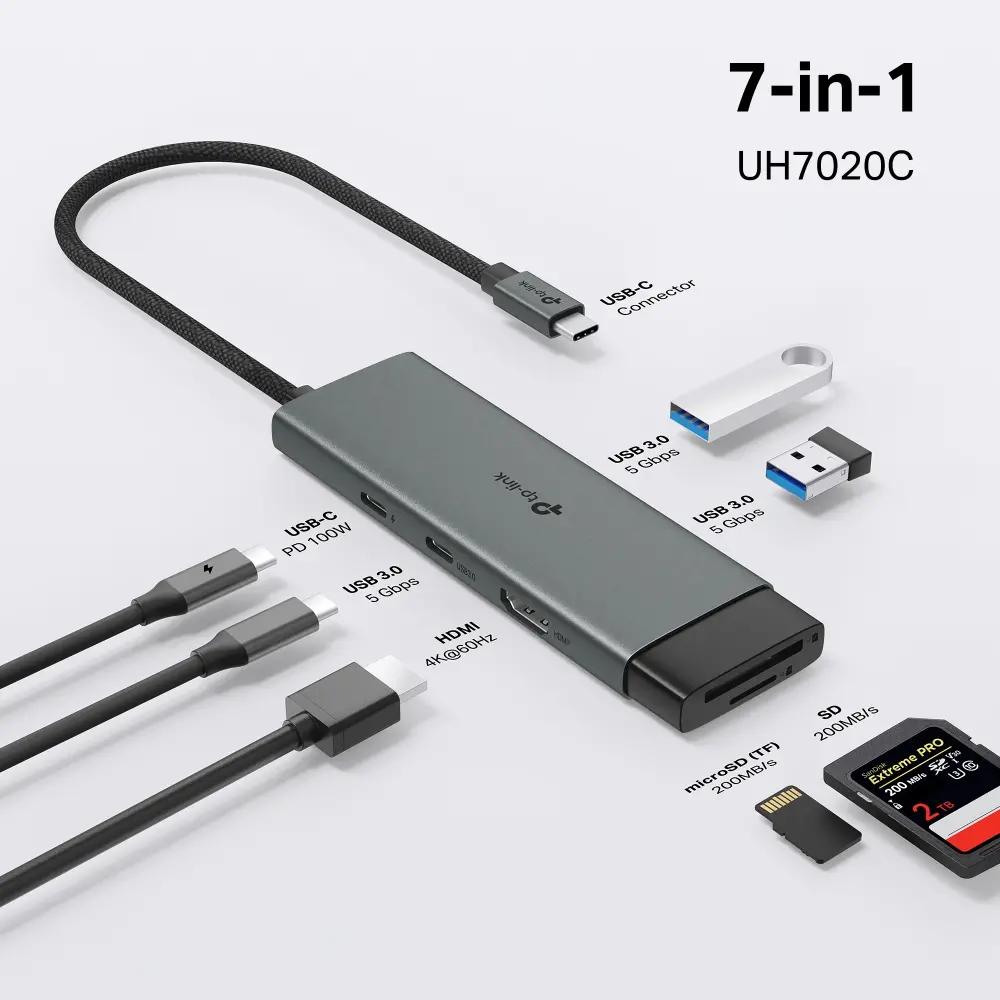 Hub TP-LINK UH7020C, USB Type-C 7 σε 1 Hub - image 3