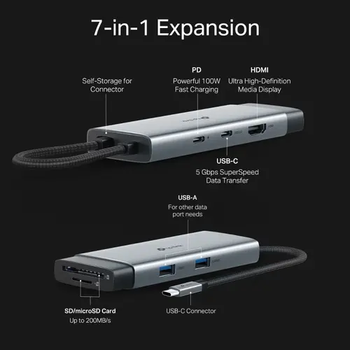 Hub TP-LINK UH7020C, USB Type-C 7 σε 1 Hub - 5
