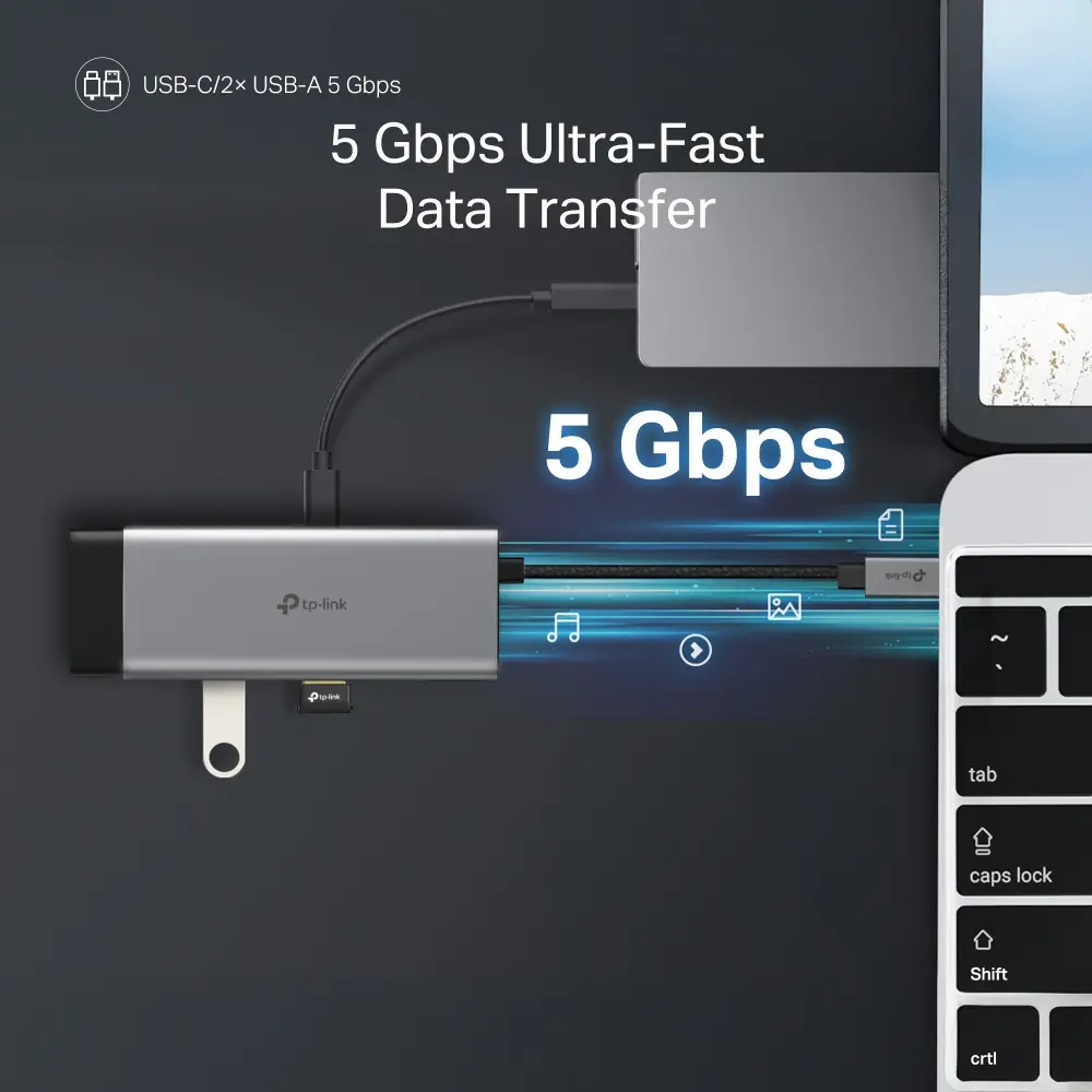 Хъб TP-LINK UH7020C, USB Type-C 7 в 1 Hub - image 8