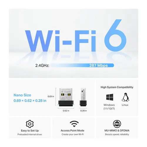 Ασύρματος προσαρμογέας TP-Link Archer TX1U Nano, AX300 Wi-Fi 6 - 4