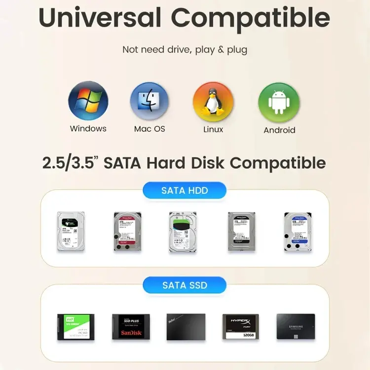 Orico докинг станция Storage - HDD/SSD Dock - 2.5/3.5 inch USB-C/A - DD18C3-EU-BK - image 5