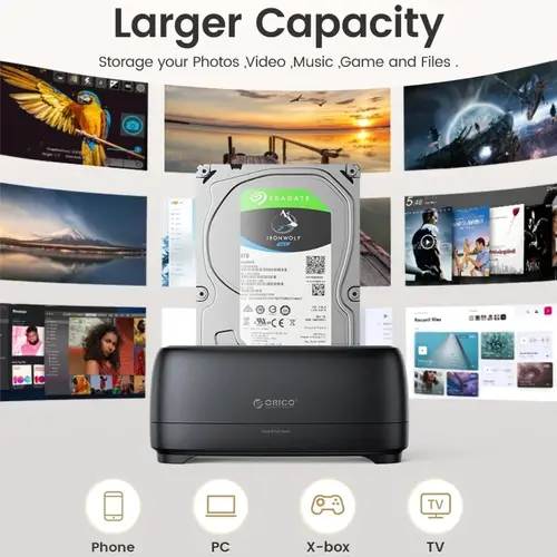 Orico докинг станция Storage - HDD/SSD Dock - 2.5/3.5 inch USB-C/A - DD18C3-EU-BK - image 6