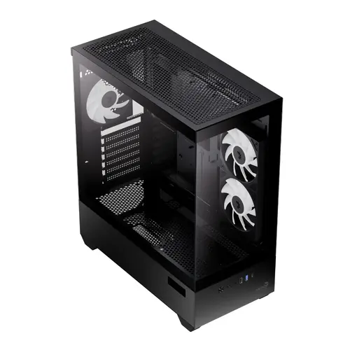 AeroCool carcasă Case ATX - P500D Digi-G-BK-v1 - Afișaj digital, USB-C, 3 x 120 mm A-RGB - 3