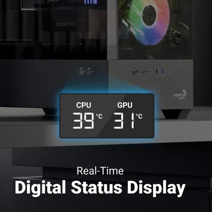 AeroCool кутия Case ATX - P500D Digi-G-BK-v1 - Digital Display, USB-C, 3 x 120 mm A-RGB - image 6