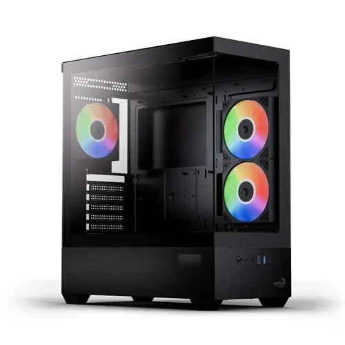 AeroCool carcasă Case ATX - P500D Digi-G-BK-v1 - Afișaj digital, USB-C, 3 x 120 mm A-RGB