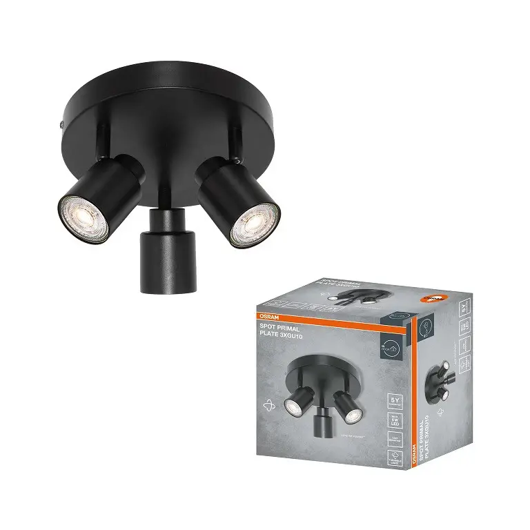LED ОСВЕТИТЕЛНО ТЯЛО SPOT PRIMAL BLACK 3XGU10 PLATE BLACK LEDVANCE