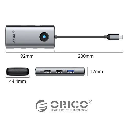 Orico stație de andocare Type-C - PW11-6P-GY-EP - HDMI x 1, USB-C x 1, USB3.0 x 3, USB-C PD100W x 1 - 7