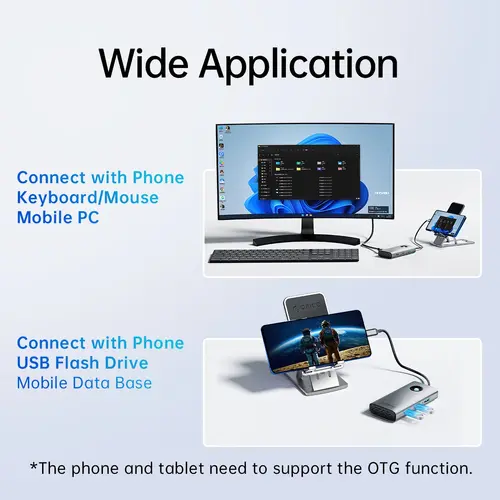 Orico докинг станция Docking Station Type-C - PW11-6P-GY-EP - HDMI x 1, USB-C x 1, USB3.0 x 3, USB-C PD100W x 1 - image 7
