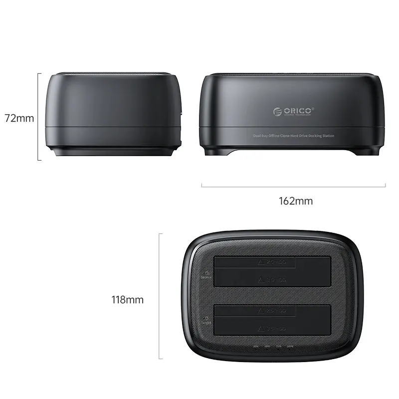 Orico docking station αποθήκευσης - HDD/SSD Dock - 2 BAY Offline Clone 2.5/3.5 USB-C/USB-A - DD28C3-C - image 1