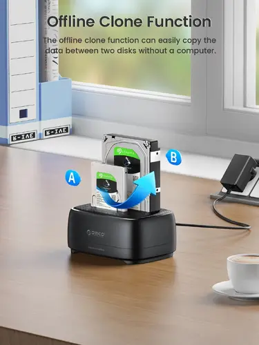 Orico docking station pentru stocare - HDD/SSD Dock - 2 BAY Offline Clone 2.5/3.5 USB-C/USB-A - DD28C3-C - 5