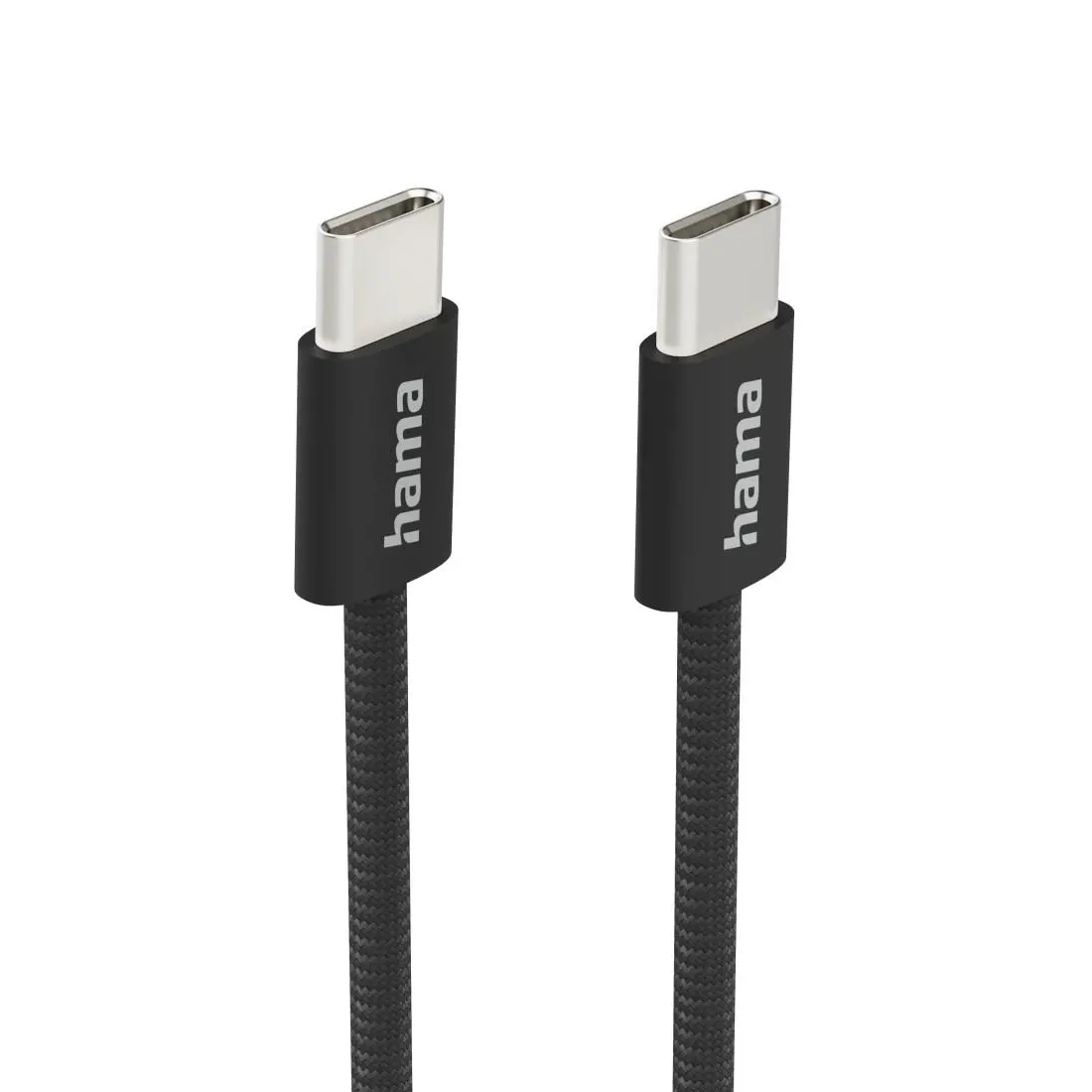 HAMA Кабел за зареждане "Fabric", USB-C - USB-C, 1 m, Nylon, черен - image 1