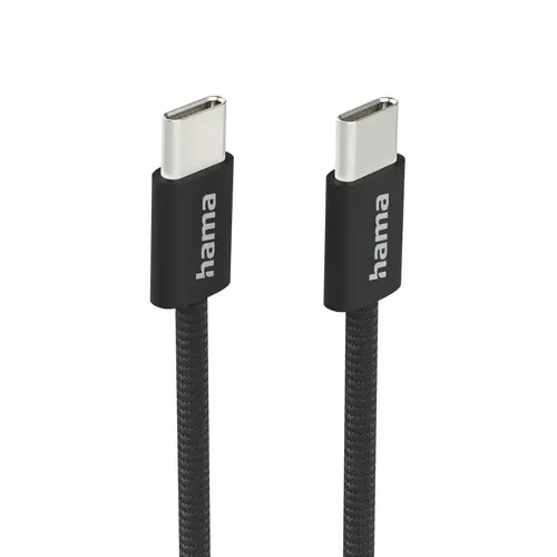HAMA Кабел за зареждане "Fabric", USB-C - USB-C, 1 m, Nylon, черен - image 1