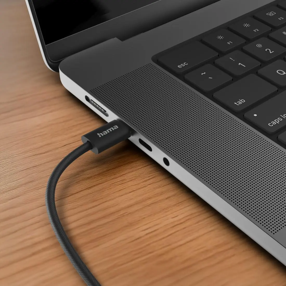 HAMA Кабел за зареждане "Fabric", USB-C - USB-C, 1 m, Nylon, черен - image 3