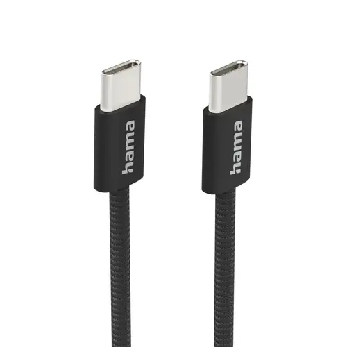 HAMA Кабел за зареждане "Fabric", USB-C - USB-C, 1 m, Nylon, черен - image 6