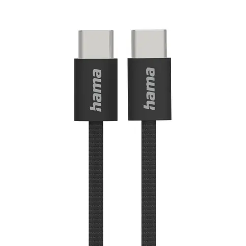 HAMA Кабел за зареждане "Fabric", USB-C - USB-C, 1 m, Nylon, черен