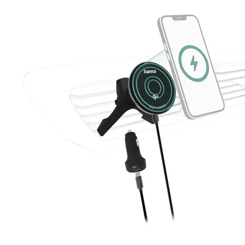 HAMA Безжично зарядно устройство Qi2, 15W, за кола, черно - image 13