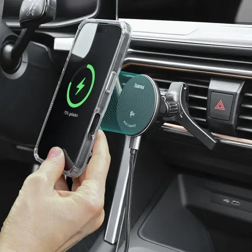 HAMA Безжично зарядно устройство Qi2, 15W, за кола, черно - image 3