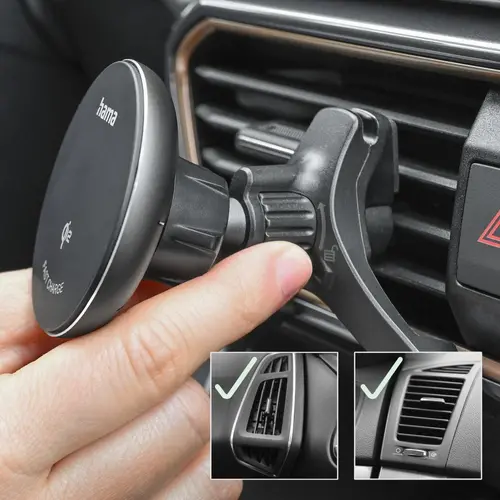 HAMA Безжично зарядно устройство Qi2, 15W, за кола, черно - image 7