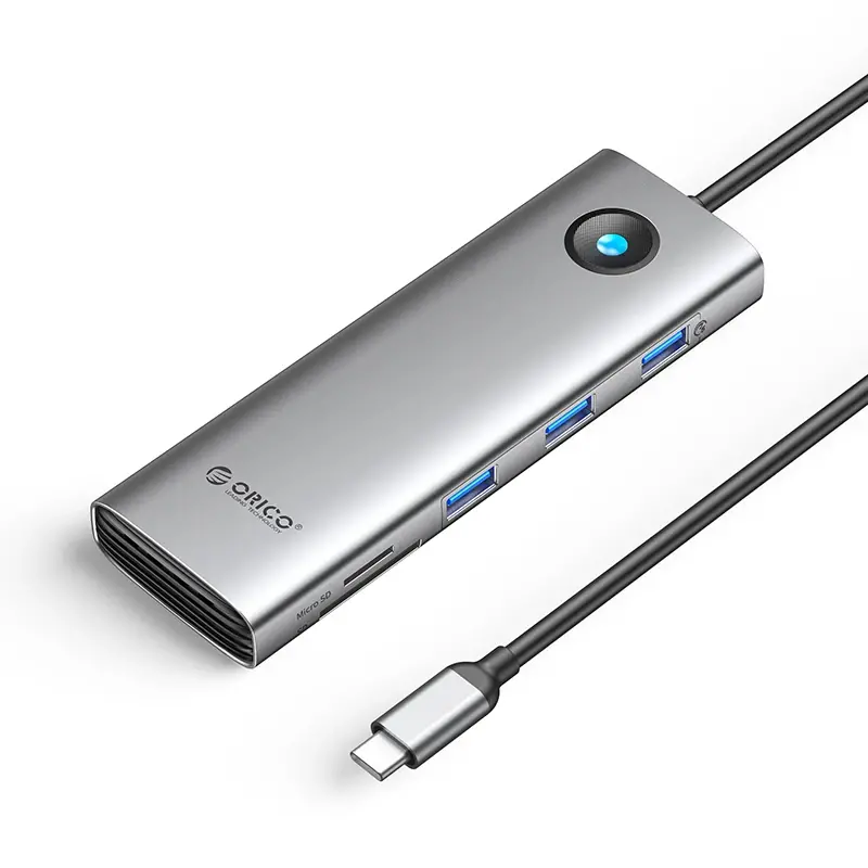 Orico докинг станция Docking Station Type-C - PW11-9P-GY-EP - HDMI x 1, VGA x 1, USB3.0 x 3, USB-C PD100W x 1, LAN x 1 (1Gbps), SD/TF - image 1