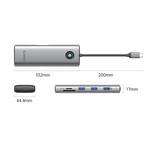 Orico докинг станция Docking Station Type-C - PW11-9P-GY-EP - HDMI x 1, VGA x 1, USB3.0 x 3, USB-C PD100W x 1, LAN x 1 (1Gbps), SD/TF - image 2
