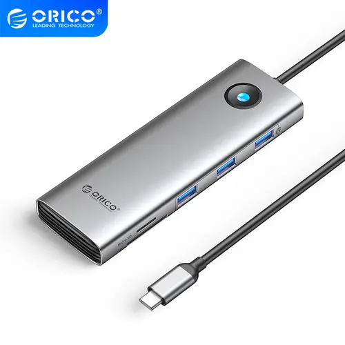 Orico σταθμός σύνδεσης Type-C - PW11-9P-GY-EP - HDMI x 1, VGA x 1, USB3.0 x 3, USB-C PD100W x 1, LAN x 1 (1Gbps), SD/TF - 1