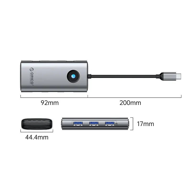 Orico докинг станция Docking Station Type-C - PW11-6PR-GY-EP - HDMI x 1, USB-C x 1, USB3.0 x 3, USB-C PD100W x 1, LAN x 1 (1Gbps) - image 2