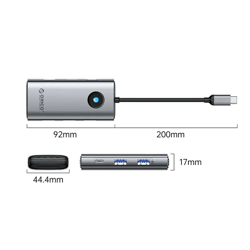 Orico докинг станция Docking Station Type-C - PW11-6PCR-GY-EP - HDMI x 1, USB-C x 1, USB3.0 x 2, USB-C PD100W x 1, LAN x 1 (1Gbps) - image 2
