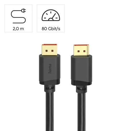 HAMA Cablu DisplayPort, DP 2.1, Ultra-HD 16K, 80 Gbit/s, 2 m - 14