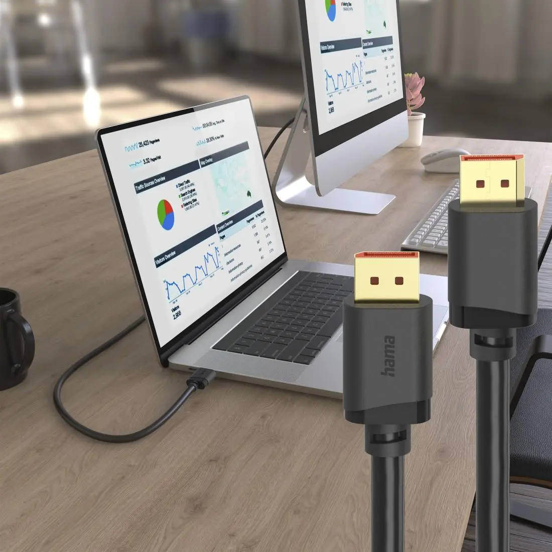 HAMA Кабел DisplayPort, DP 2.1, Ultra-HD 16K, 80 Gbit/s, 2 m - image 3