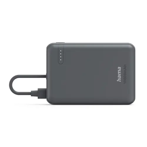 HAMA Външна батерия „Travel“ с кабел, 10000mAh, 2 изхода: 2x USB-C, антрацит - image 2