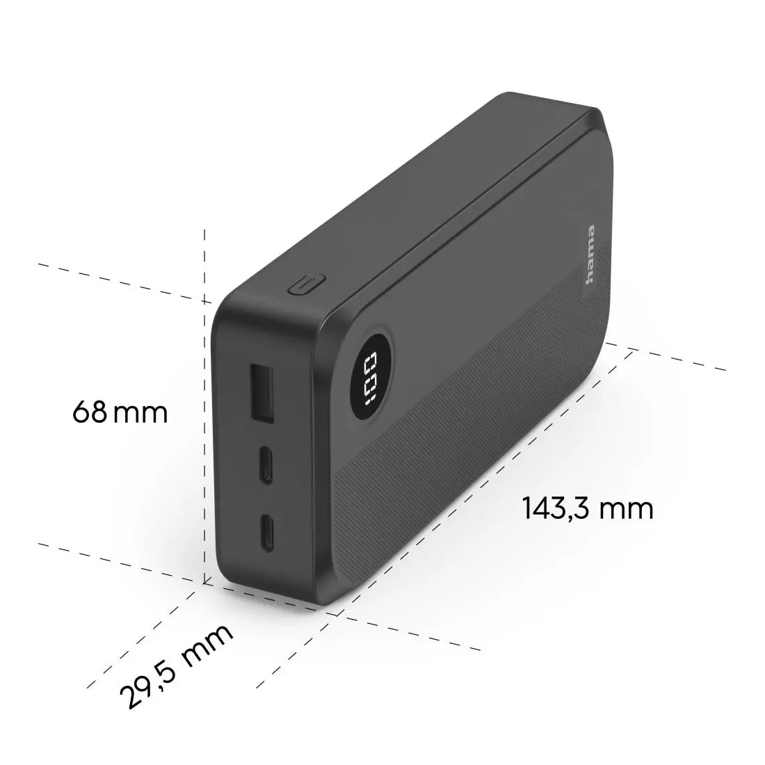 HAMA Външна батерия 20000 mAh, 3 изхода: 2 x USB-C, 1 x USB-A, черна - image 10