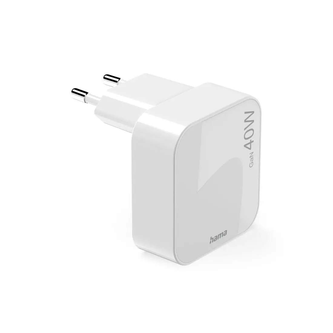 HAMA Бързо мини зарядно GaN, 2 x USB-C, PD, 40 W, сгъващ се адаптер, бял - image 1