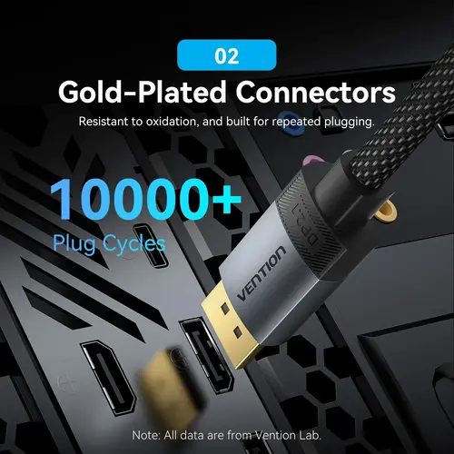 Vention Кабел Cable - Display Port v2.1 DP M / M Black 16K@60Hz, 1M - HGBHF - image 7