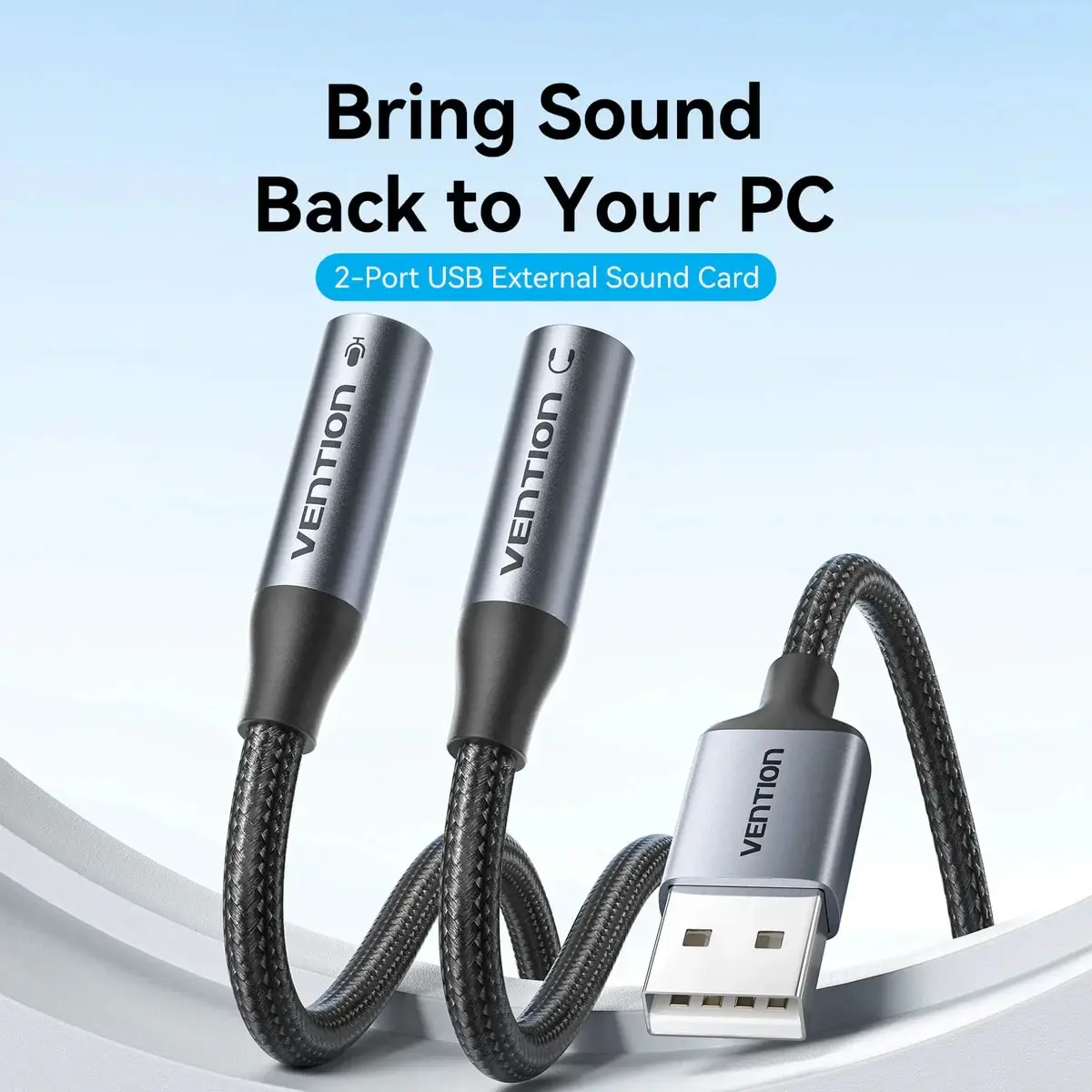 Vention външна звукова карта USB Sound card 2-Port 0.25M Gray - CVHHC - image 1