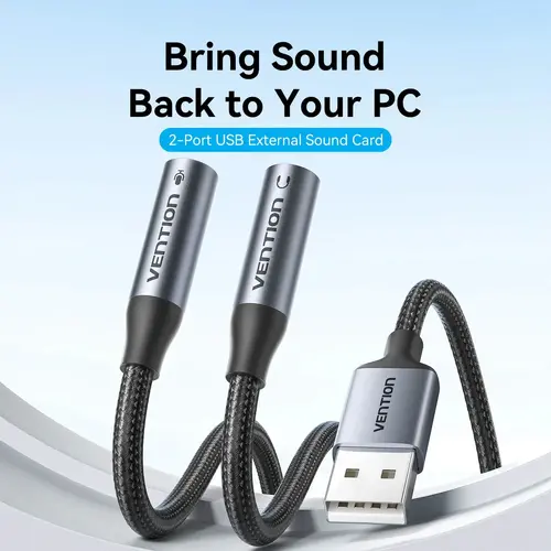 Vention placă de sunet externă USB, 2 porturi 0.25M gri - CVHHC - 2
