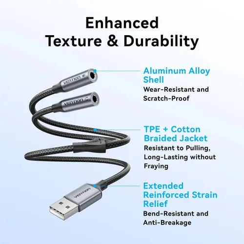 Vention placă de sunet externă USB, 2 porturi 0.25M gri - CVHHC - 6