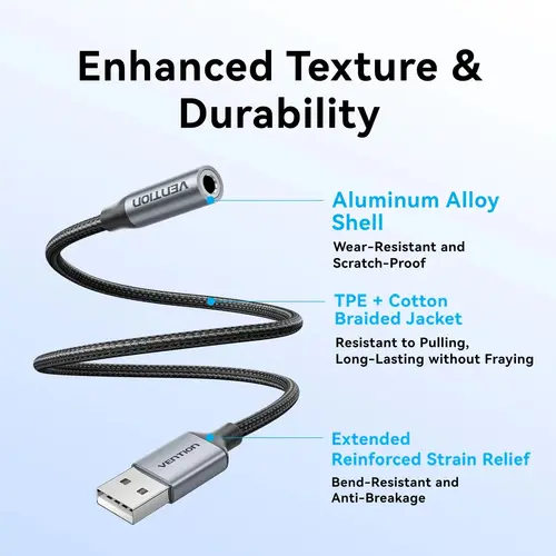 Vention външна звукова карта USB Sound card 1-Port 0.25M Gray - CVFHC - image 5