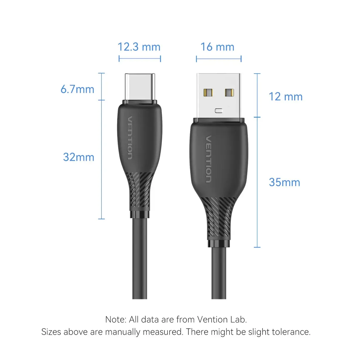Vention Кабел USB 2.0 A Male to C Male 3A 0.25M Black - CTWBC - image 11