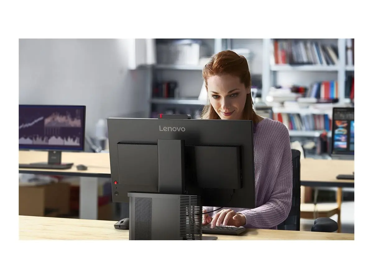 Монитор, Lenovo ThinkVision T27QD-4v 27", IPS, WLED, 2560x1440, 16:9, 4ms, 48Hz - 120Hz, 350 cd/m2, 1500:1, webcam (5MP, IR+RGB), Microphone, Speakers 5Wx2, HDMI, DP, USB hub, RJ45, Tilt, Swivel, Pivot, Height Adjust Stand - image 3