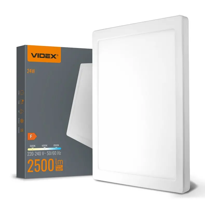 КВАДРАТЕН LED ПЛАФОН VL-DL6S-24CW 3K/4K/6.5K 3CCT VIDEX - БЯЛ