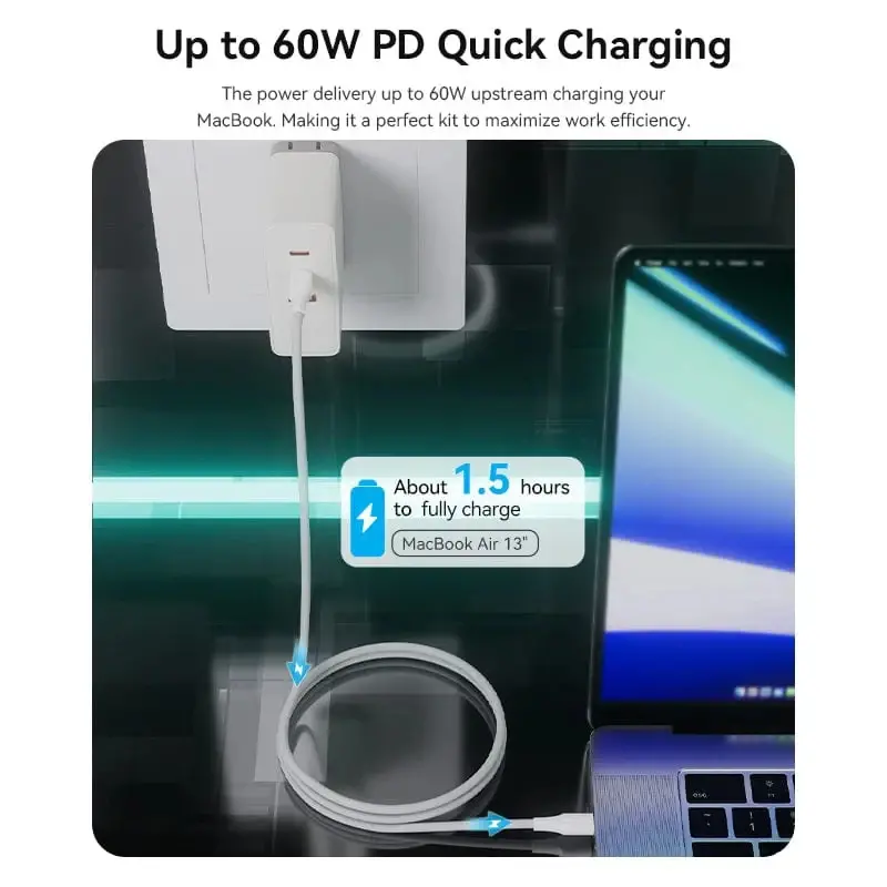 Vention Cablu USB 2.0 Type-C la Type-C - 1M Alb 3A Fast Charge - TAXWF - image 1