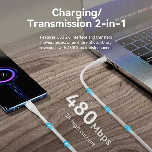 Vention Cablu USB 2.0 Type-C la Type-C - 1M Alb 3A Fast Charge - TAXWF - 3