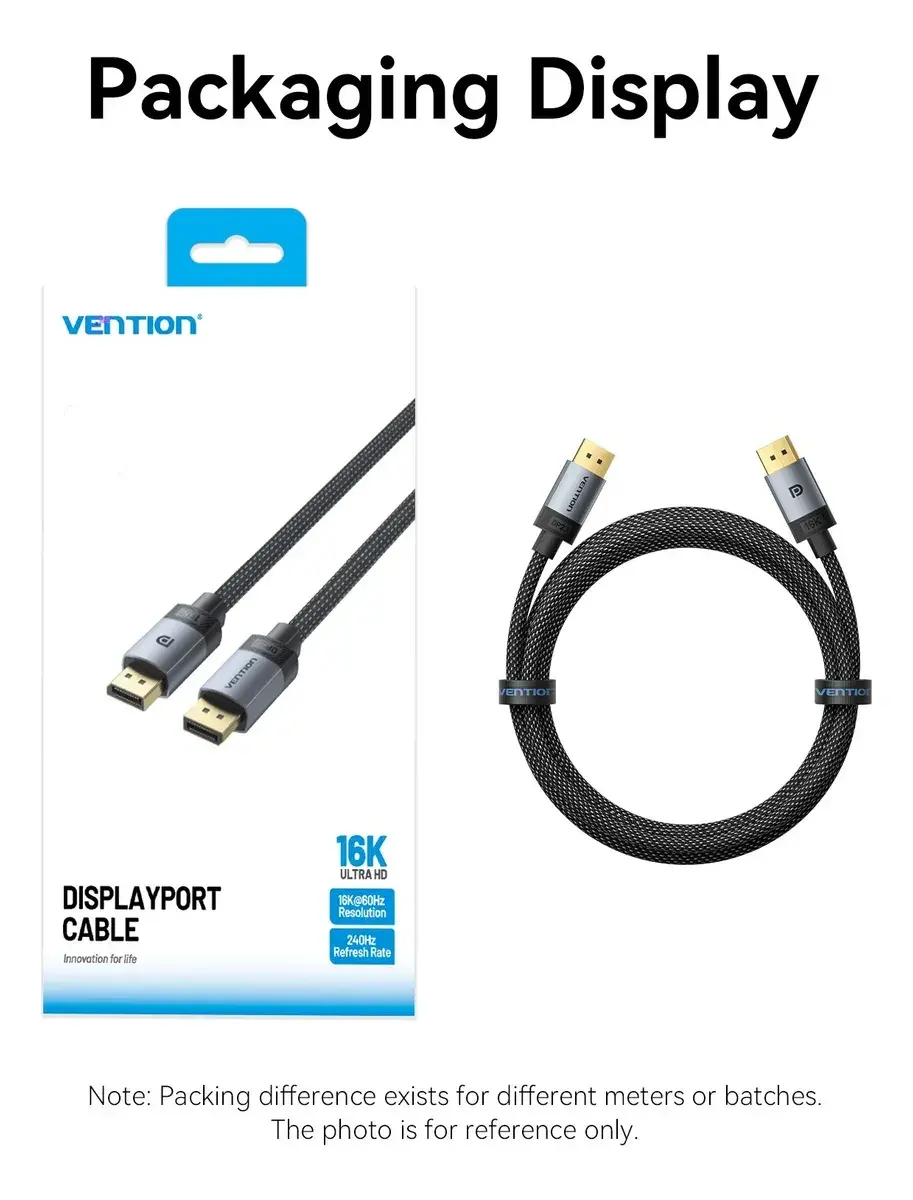 Vention Кабел Cable - Display Port v2.1 DP M / M Black 16K@60Hz, 3M - HGBHI - image 11