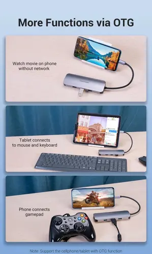 Vention докинг станция Docking Station Type-C - TOLHB - HDMI x 1, USB3.0 x 3, USB-C PD100W x 1, LAN x 1 (1Gbps), SD/TF, Audio - image 10